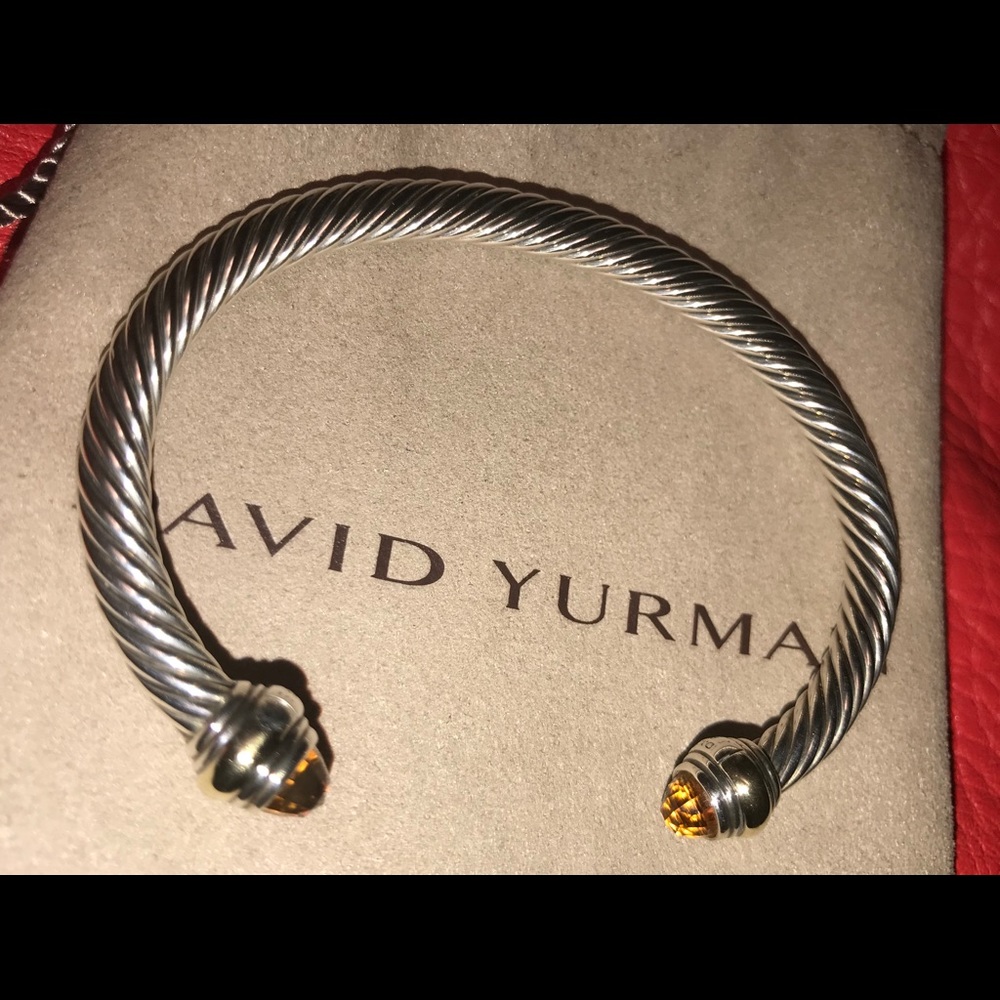 Auth. David Yurman 5mm 14k Citrine Cable Bangle